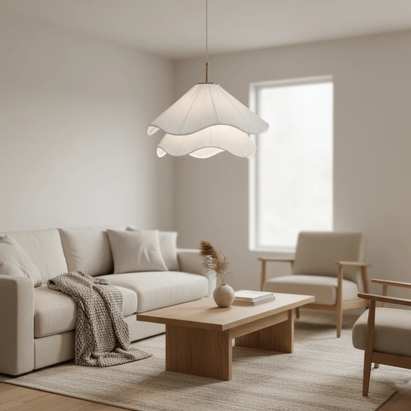 Hanglamp Gelaagde Plissé Kap — Bloembladachtig Licht Gouden Fitting E26/E27 Dakschuine Montage | Sansoti