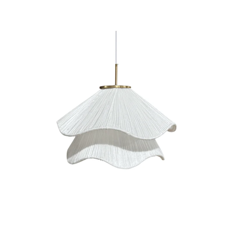 Hanglamp Gelaagde Plissé Kap — Bloembladachtig Licht Gouden Fitting E26/E27 Dakschuine Montage | Sansoti