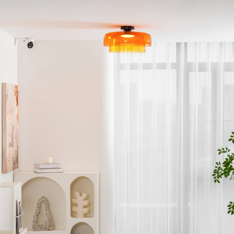Lagen Plafondlamp met Glazen Schijven | Warm Getint Glas | Scandinavische Elegantie | Subtiel Gelaagd Licht | Moderne Plafondverlichting | Dimbare Versie Beschikbaar | Design Plafondlamp | Meerlaags Glasdesign | Natuurlijk Lichtgevoel | Sansoti
