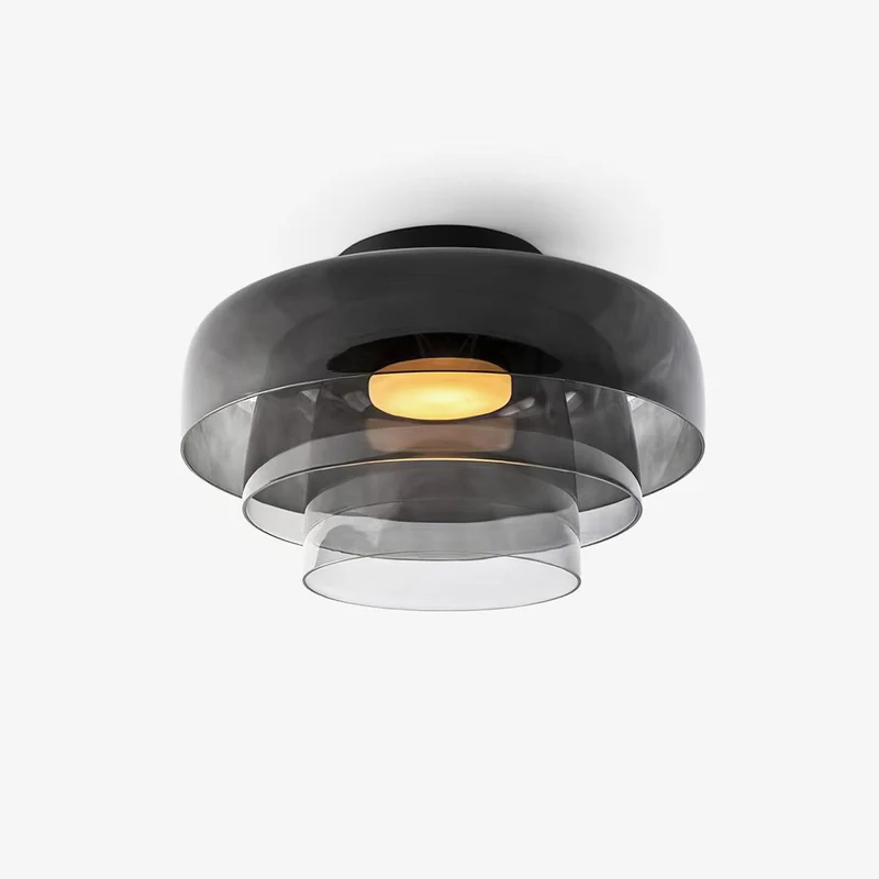 Lagen Plafondlamp met Glazen Schijven | Warm Getint Glas | Scandinavische Elegantie | Subtiel Gelaagd Licht | Moderne Plafondverlichting | Dimbare Versie Beschikbaar | Design Plafondlamp | Meerlaags Glasdesign | Natuurlijk Lichtgevoel | Sansoti