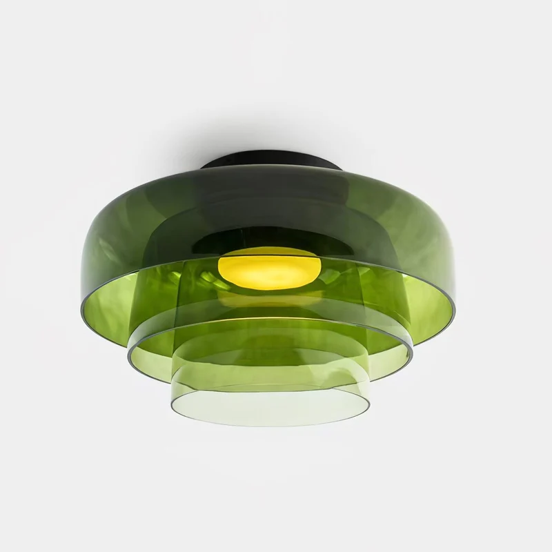 Lagen Plafondlamp met Glazen Schijven | Warm Getint Glas | Scandinavische Elegantie | Subtiel Gelaagd Licht | Moderne Plafondverlichting | Dimbare Versie Beschikbaar | Design Plafondlamp | Meerlaags Glasdesign | Natuurlijk Lichtgevoel | Sansoti