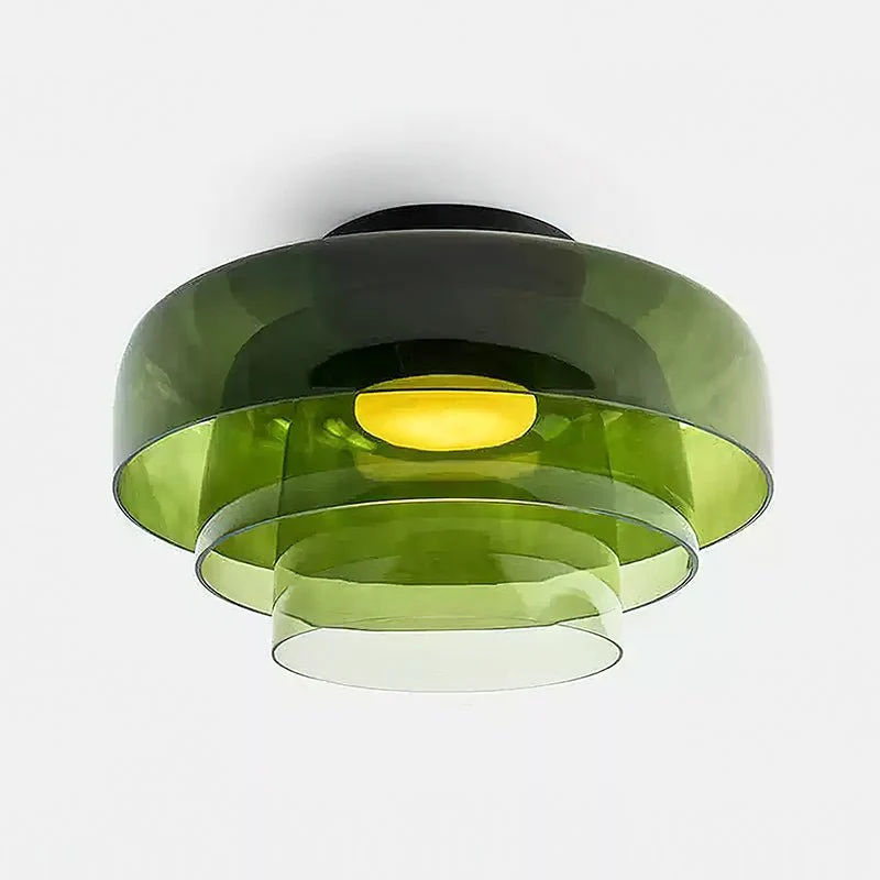 Lagen Plafondlamp met Glazen Schijven | Warm Getint Glas | Scandinavische Elegantie | Subtiel Gelaagd Licht | Moderne Plafondverlichting | Dimbare Versie Beschikbaar | Design Plafondlamp | Meerlaags Glasdesign | Natuurlijk Lichtgevoel | Sansoti