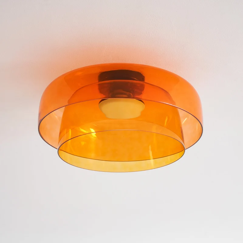 Lagen Plafondlamp met Glazen Schijven | Warm Getint Glas | Scandinavische Elegantie | Subtiel Gelaagd Licht | Moderne Plafondverlichting | Dimbare Versie Beschikbaar | Design Plafondlamp | Meerlaags Glasdesign | Natuurlijk Lichtgevoel | Sansoti