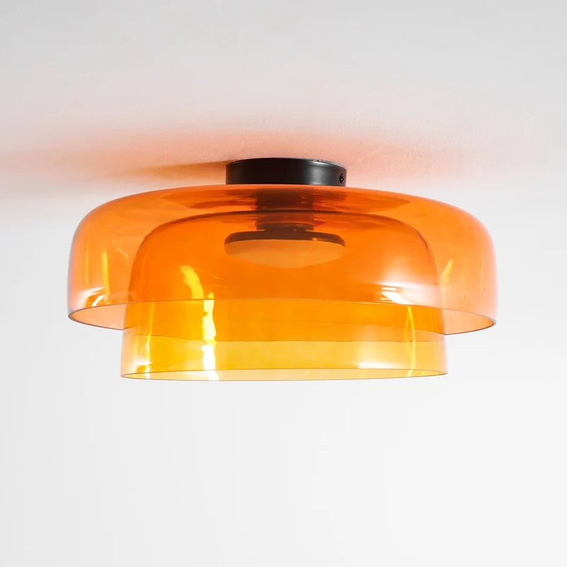 Lagen Plafondlamp met Glazen Schijven | Warm Getint Glas | Scandinavische Elegantie | Subtiel Gelaagd Licht | Moderne Plafondverlichting | Dimbare Versie Beschikbaar | Design Plafondlamp | Meerlaags Glasdesign | Natuurlijk Lichtgevoel | Sansoti