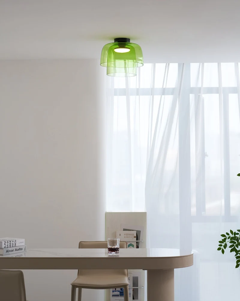 Lagen Plafondlamp met Glazen Schijven | Warm Getint Glas | Scandinavische Elegantie | Subtiel Gelaagd Licht | Moderne Plafondverlichting | Dimbare Versie Beschikbaar | Design Plafondlamp | Meerlaags Glasdesign | Natuurlijk Lichtgevoel | Sansoti