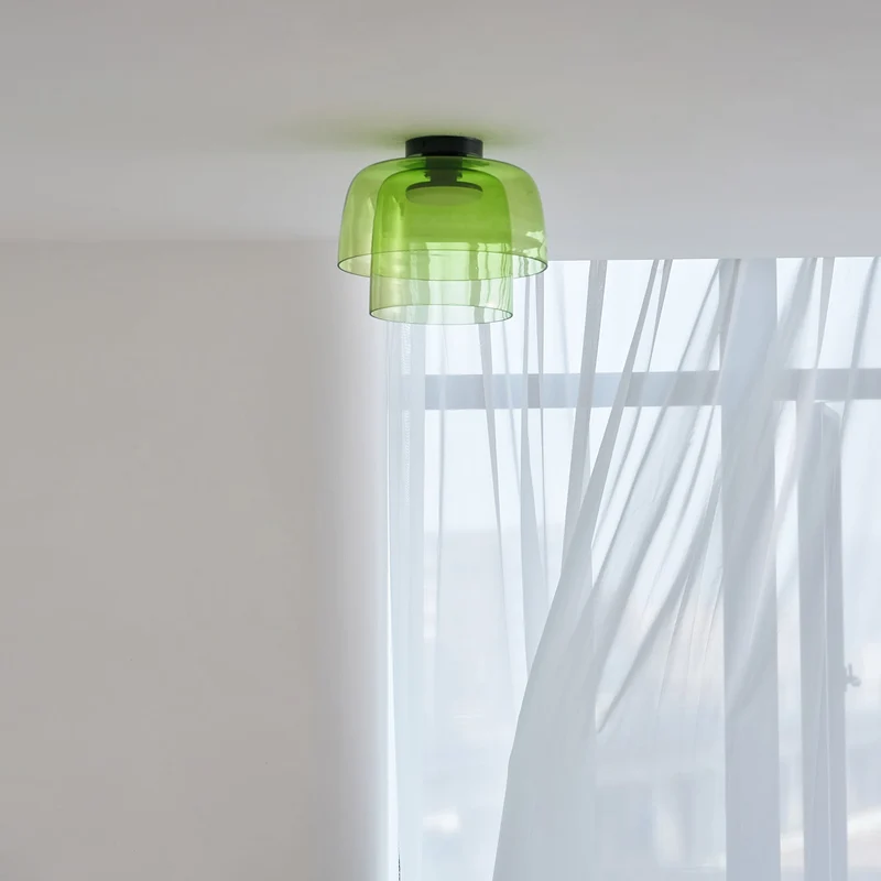 Lagen Plafondlamp met Glazen Schijven | Warm Getint Glas | Scandinavische Elegantie | Subtiel Gelaagd Licht | Moderne Plafondverlichting | Dimbare Versie Beschikbaar | Design Plafondlamp | Meerlaags Glasdesign | Natuurlijk Lichtgevoel | Sansoti