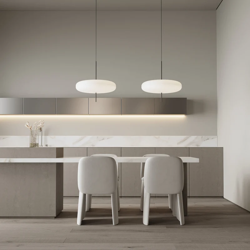 Opaalwitte Schijfhanglamp Elliptisch Design Glas-Effect Polymeer 3-4 Lichtpunten E26/E27 Moderne Designlamp Scandinavische Stijl Zwart of Wit Scandinavisch Interieur | Sansoti