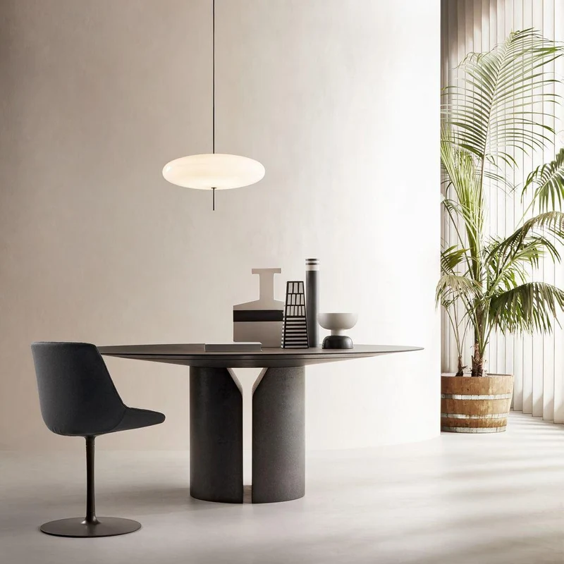 Opaalwitte Schijfhanglamp Elliptisch Design Glas-Effect Polymeer 3-4 Lichtpunten E26/E27 Moderne Designlamp Scandinavische Stijl Zwart of Wit Scandinavisch Interieur | Sansoti