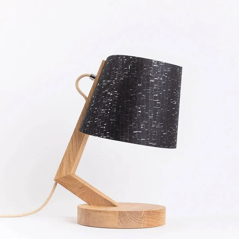 Holz Tischlampe mit Schirm Zylindrisch