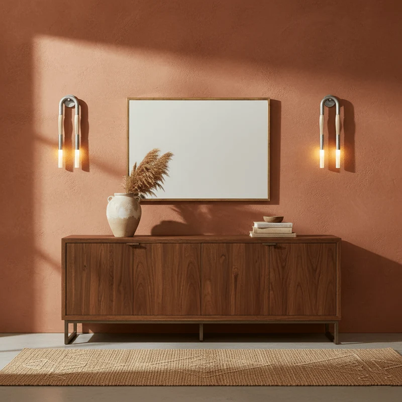 Decoratieve Wandlamp met Imitatie Paardenhaar – Sculptural Strijkijzeren Design met Witte Acryl Kap – ø18×H67cm | Sansoti