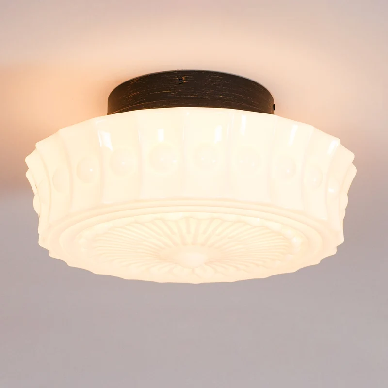 Plafondlamp Metalen Frame Glazen Kap Ø36-45cm Klassiek Industrieel Design voor Woonkamer Eetkamer Hal E26 E27 3-4 Lichtpunten Wandmontage Hardwired Plafondverlichting Modern Chique | Sansoti