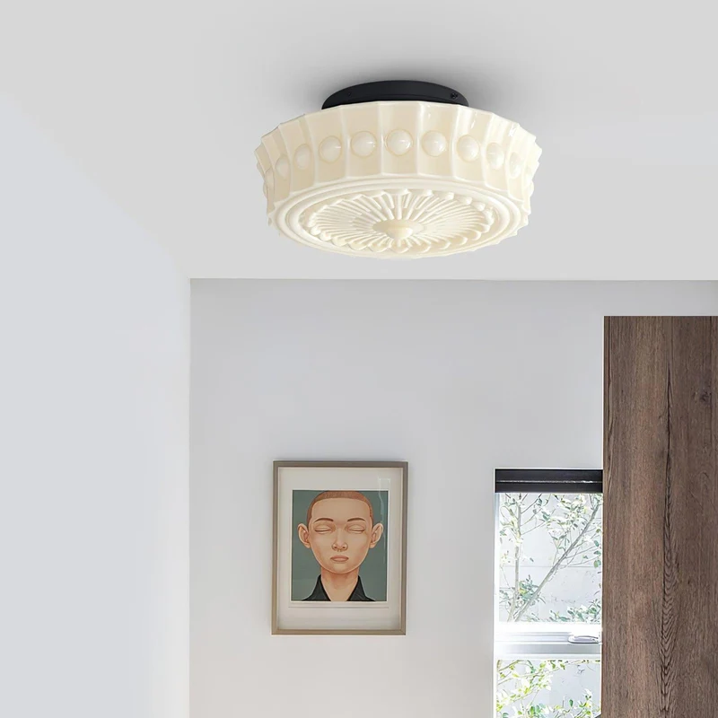 Plafondlamp Metalen Frame Glazen Kap Ø36-45cm Klassiek Industrieel Design voor Woonkamer Eetkamer Hal E26 E27 3-4 Lichtpunten Wandmontage Hardwired Plafondverlichting Modern Chique | Sansoti