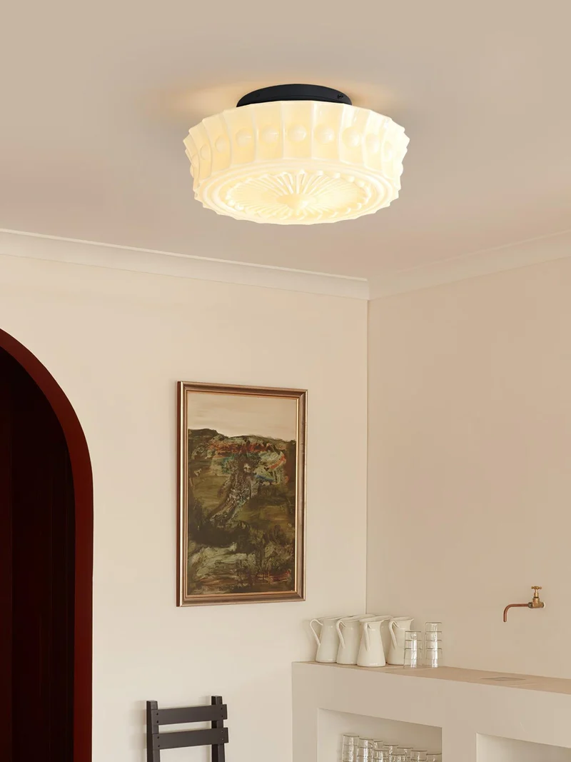 Plafondlamp Metalen Frame Glazen Kap Ø36-45cm Klassiek Industrieel Design voor Woonkamer Eetkamer Hal E26 E27 3-4 Lichtpunten Wandmontage Hardwired Plafondverlichting Modern Chique | Sansoti