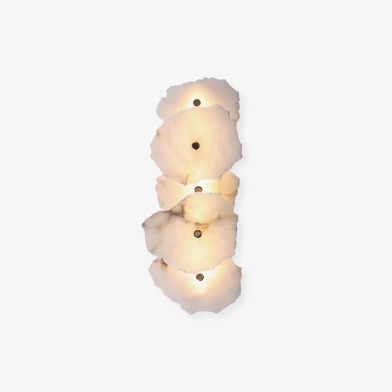 Alabasten Wandlamp — Echte Natuursteen met Gouden Armatuur — 1/3/5/7/9 Lichtpunten | Sansoti