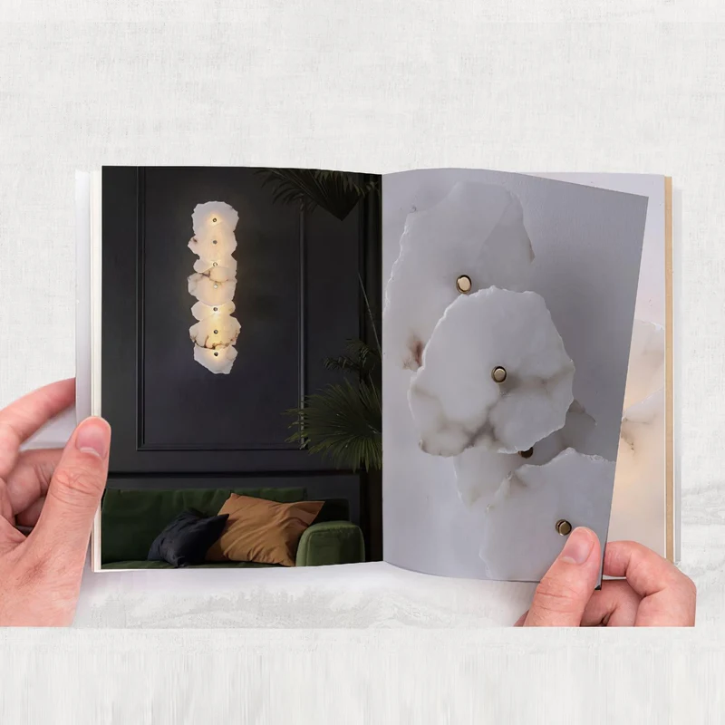 Alabasten Wandlamp — Echte Natuursteen met Gouden Armatuur — 1/3/5/7/9 Lichtpunten | Sansoti