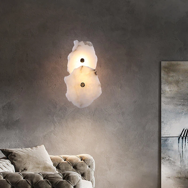 Alabasten Wandlamp — Echte Natuursteen met Gouden Armatuur — 1/3/5/7/9 Lichtpunten | Sansoti