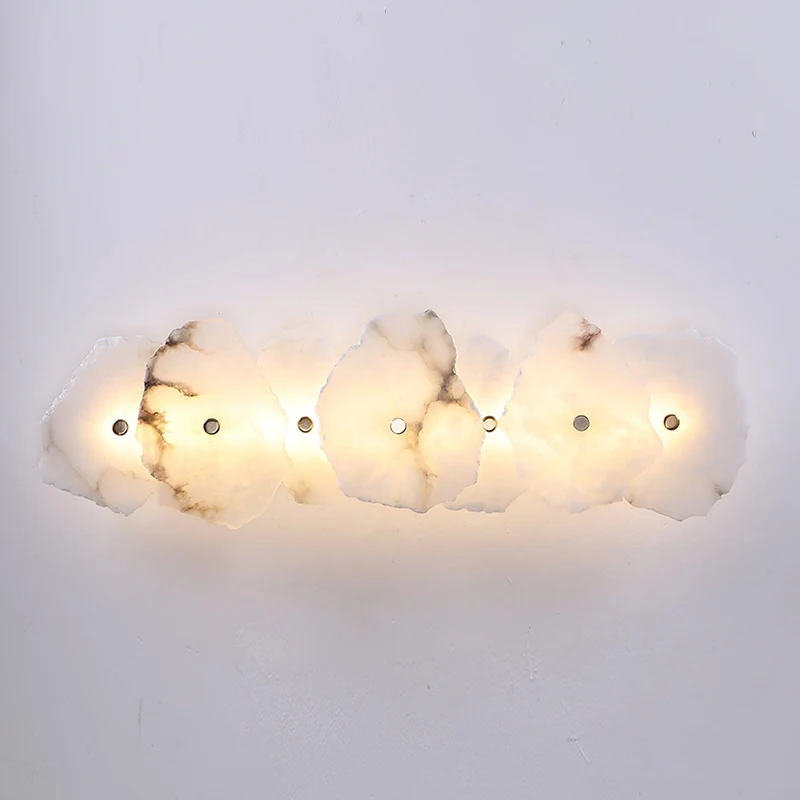 Alabasten Wandlamp — Echte Natuursteen met Gouden Armatuur — 1/3/5/7/9 Lichtpunten | Sansoti