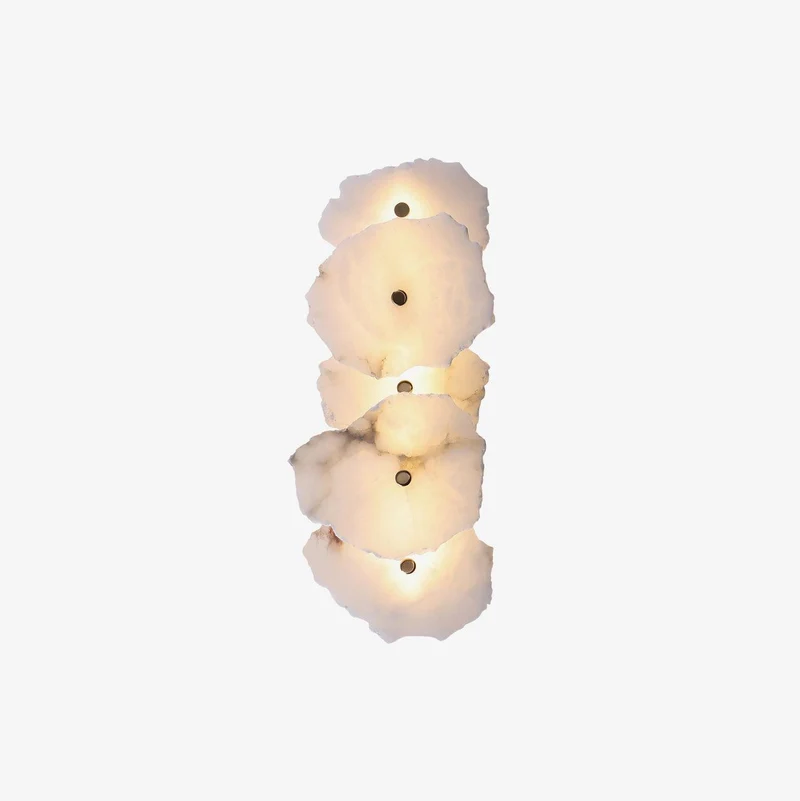 Alabasten Wandlamp — Echte Natuursteen met Gouden Armatuur — 1/3/5/7/9 Lichtpunten | Sansoti