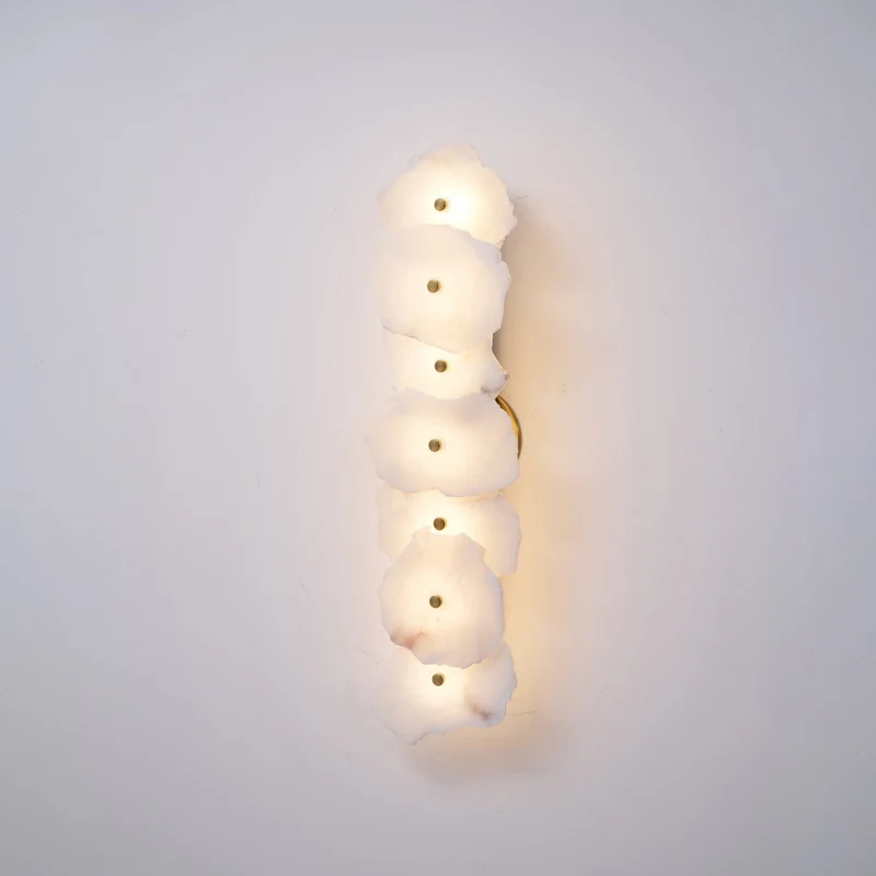 Alabasten Wandlamp — Echte Natuursteen met Gouden Armatuur — 1/3/5/7/9 Lichtpunten | Sansoti