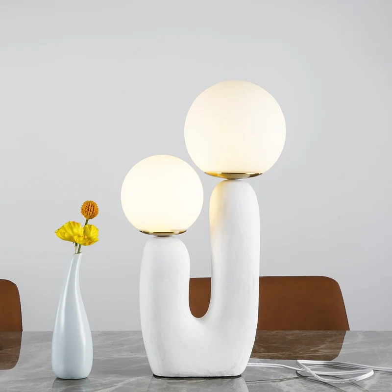 Tafellamp met Harsbehuizing en G9-Fitting – Keramische Oo-Collectielamp in Wit, Roze, Groen of Terra Cotta | Sansoti