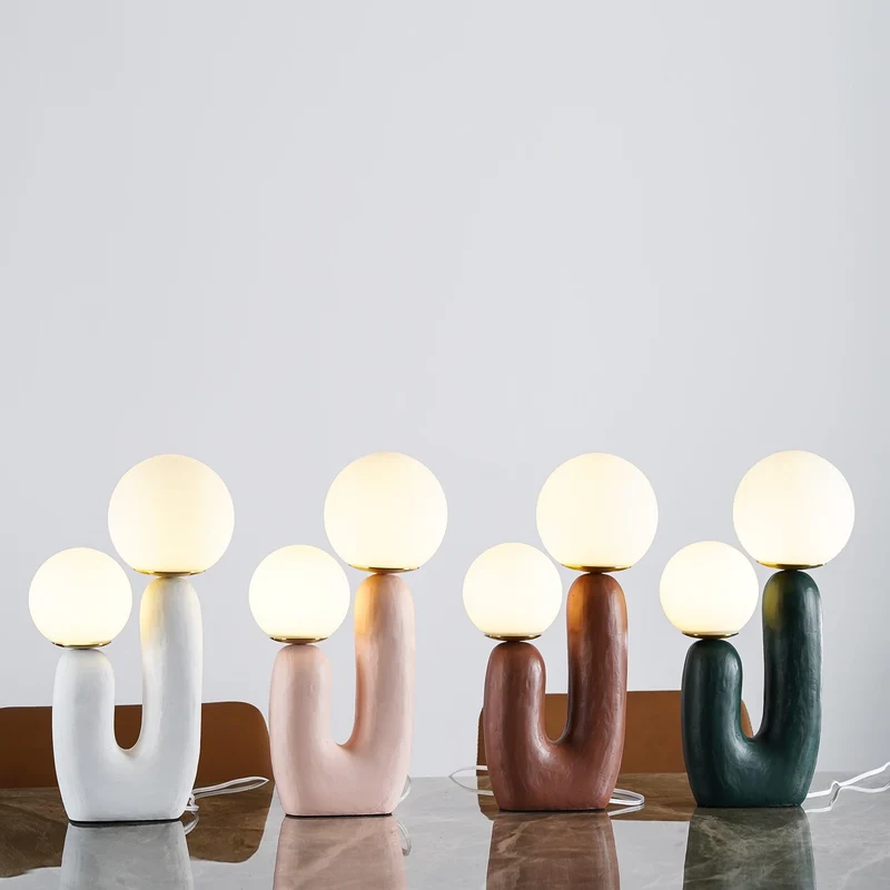 Tafellamp met Harsbehuizing en G9-Fitting – Keramische Oo-Collectielamp in Wit, Roze, Groen of Terra Cotta | Sansoti