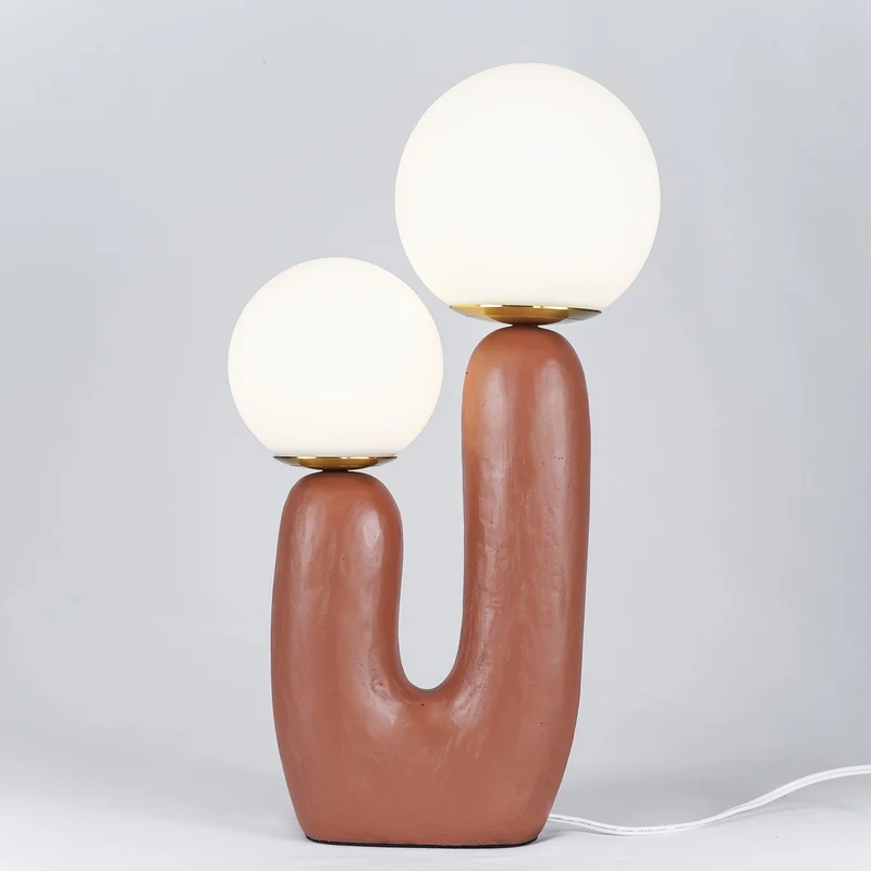 Tafellamp met Harsbehuizing en G9-Fitting – Keramische Oo-Collectielamp in Wit, Roze, Groen of Terra Cotta | Sansoti
