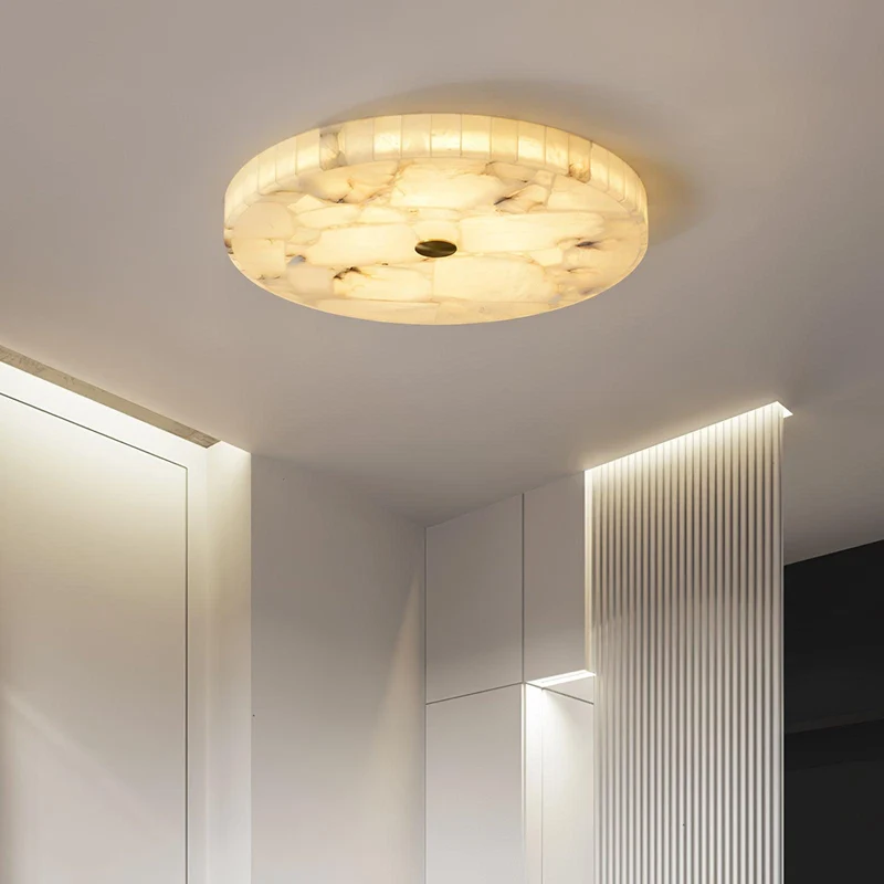 Ronde Plafondlamp Albast Mozaïek ø40cm Natuursteen Dimbaar Geïntegreerde LED Warm Wit 3000K Plafondverlichting Scandinavisch Design Woon- Slaapkamer Eetkamer Entree Inbouwlamp | Sansoti
