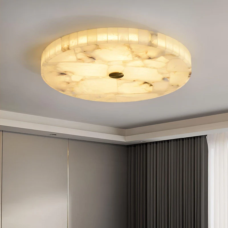 Ronde Plafondlamp Albast Mozaïek ø40cm Natuursteen Dimbaar Geïntegreerde LED Warm Wit 3000K Plafondverlichting Scandinavisch Design Woon- Slaapkamer Eetkamer Entree Inbouwlamp | Sansoti