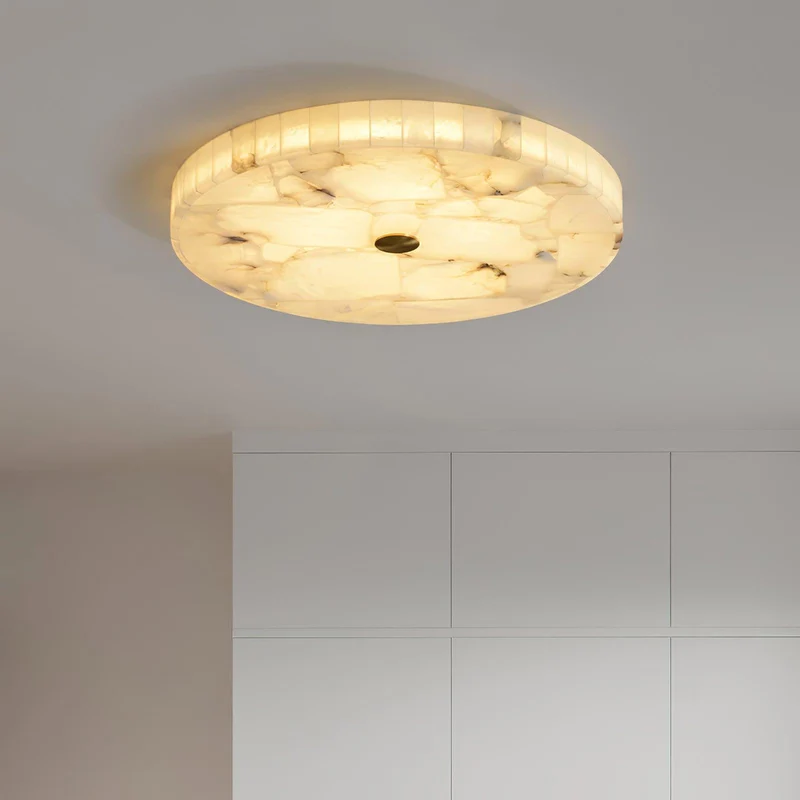 Ronde Plafondlamp Albast Mozaïek ø40cm Natuursteen Dimbaar Geïntegreerde LED Warm Wit 3000K Plafondverlichting Scandinavisch Design Woon- Slaapkamer Eetkamer Entree Inbouwlamp | Sansoti