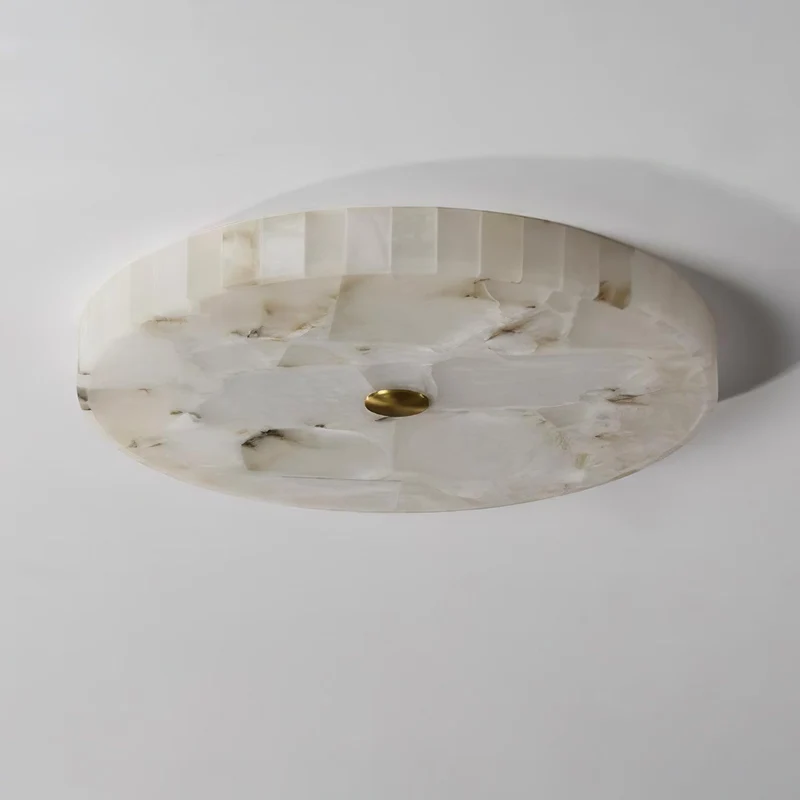Ronde Plafondlamp Albast Mozaïek ø40cm Natuursteen Dimbaar Geïntegreerde LED Warm Wit 3000K Plafondverlichting Scandinavisch Design Woon- Slaapkamer Eetkamer Entree Inbouwlamp | Sansoti
