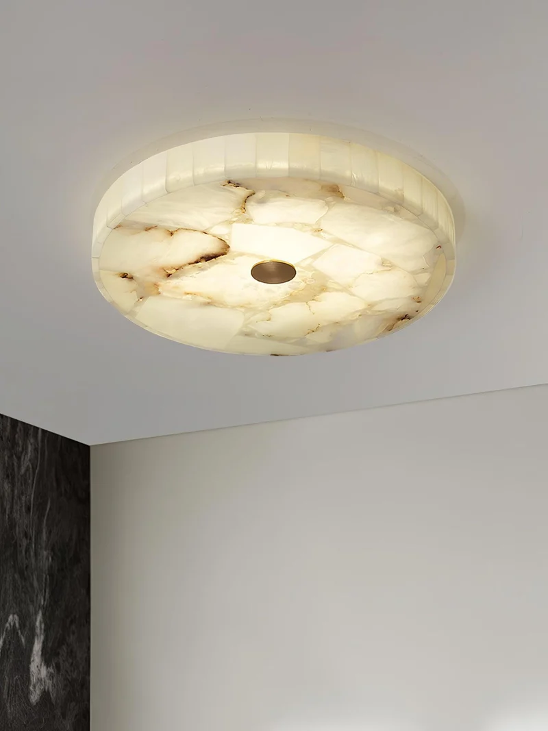 Ronde Plafondlamp Albast Mozaïek ø40cm Natuursteen Dimbaar Geïntegreerde LED Warm Wit 3000K Plafondverlichting Scandinavisch Design Woon- Slaapkamer Eetkamer Entree Inbouwlamp | Sansoti