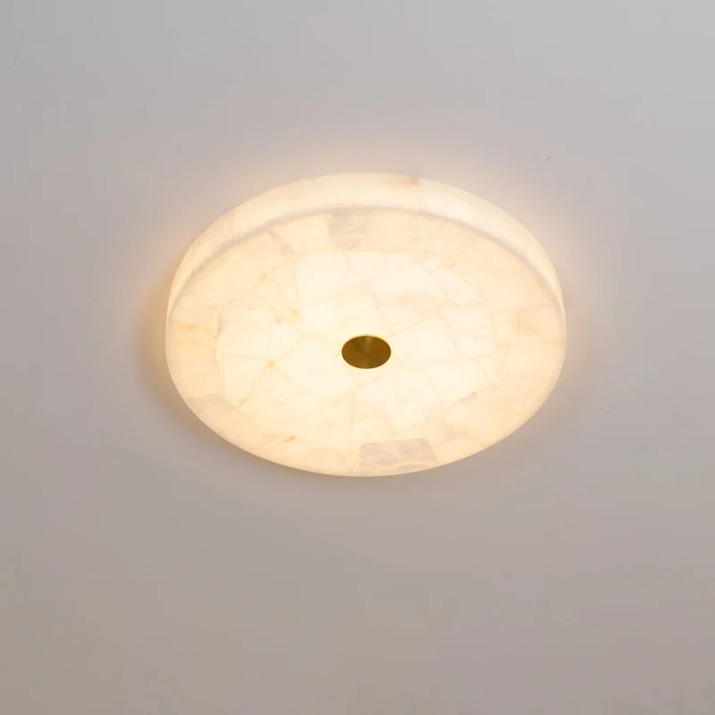 Ronde Plafondlamp Albast Mozaïek ø40cm Natuursteen Dimbaar Geïntegreerde LED Warm Wit 3000K Plafondverlichting Scandinavisch Design Woon- Slaapkamer Eetkamer Entree Inbouwlamp | Sansoti