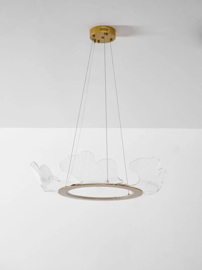 Moderne Kroonluchter met Bladmotief in Goud of Zilver – Organische Vorm met Verstelbare Kabel 150cm & Dimbare Optie – Geschikt voor Schuin Plafond | Sansoti