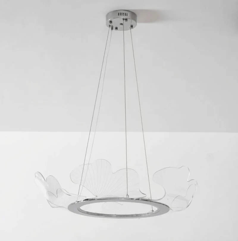 Moderne Kroonluchter met Bladmotief in Goud of Zilver – Organische Vorm met Verstelbare Kabel 150cm & Dimbare Optie – Geschikt voor Schuin Plafond | Sansoti