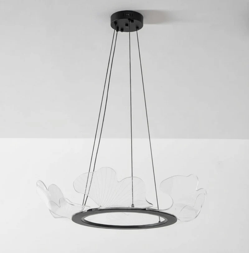 Moderne Kroonluchter met Bladmotief in Goud of Zilver – Organische Vorm met Verstelbare Kabel 150cm & Dimbare Optie – Geschikt voor Schuin Plafond | Sansoti