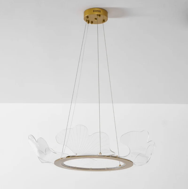 Moderne Kroonluchter met Bladmotief in Goud of Zilver – Organische Vorm met Verstelbare Kabel 150cm & Dimbare Optie – Geschikt voor Schuin Plafond | Sansoti