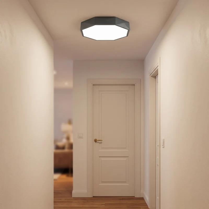 Plafondlamp Gang 30 cm Dimbaar LED IJzer en Acryl Lage Plafonds Flush Mount | Sansoti