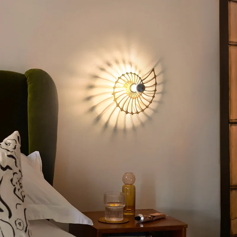 Ronde Wandlamp 50 cm Goud Keramiek Handgemaakt LED Drukknop Snoer 150 cm | Sansoti