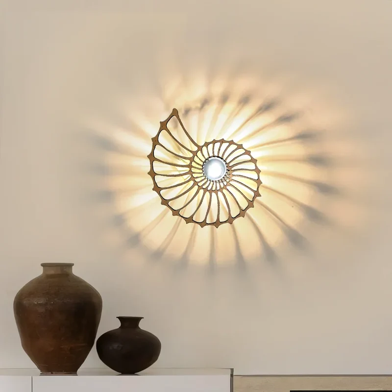 Ronde Wandlamp 50 cm Goud Keramiek Handgemaakt LED Drukknop Snoer 150 cm | Sansoti