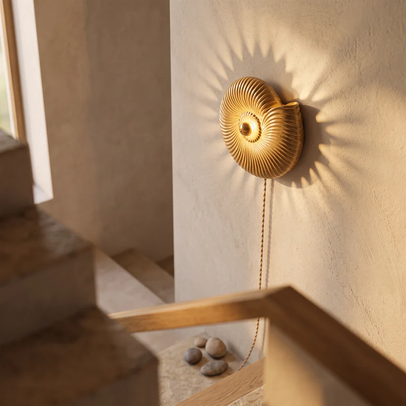 Wandlamp Trapopgang Rond 35 tot 50 cm Keramiek Handgemaakt Snoer 150 cm Goud of Zwart | Sansoti