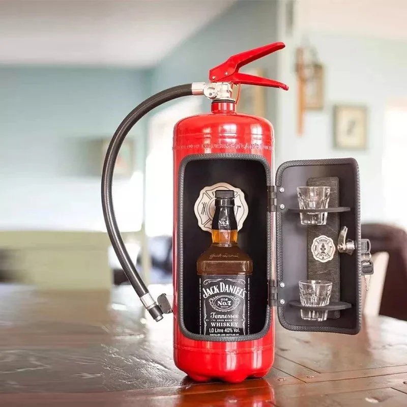 Flessendispenser Brandblusser Design voor Whisky Wijn Champagne Rood Zwart Huisbar Party Decoratie Cadeau | Sansoti