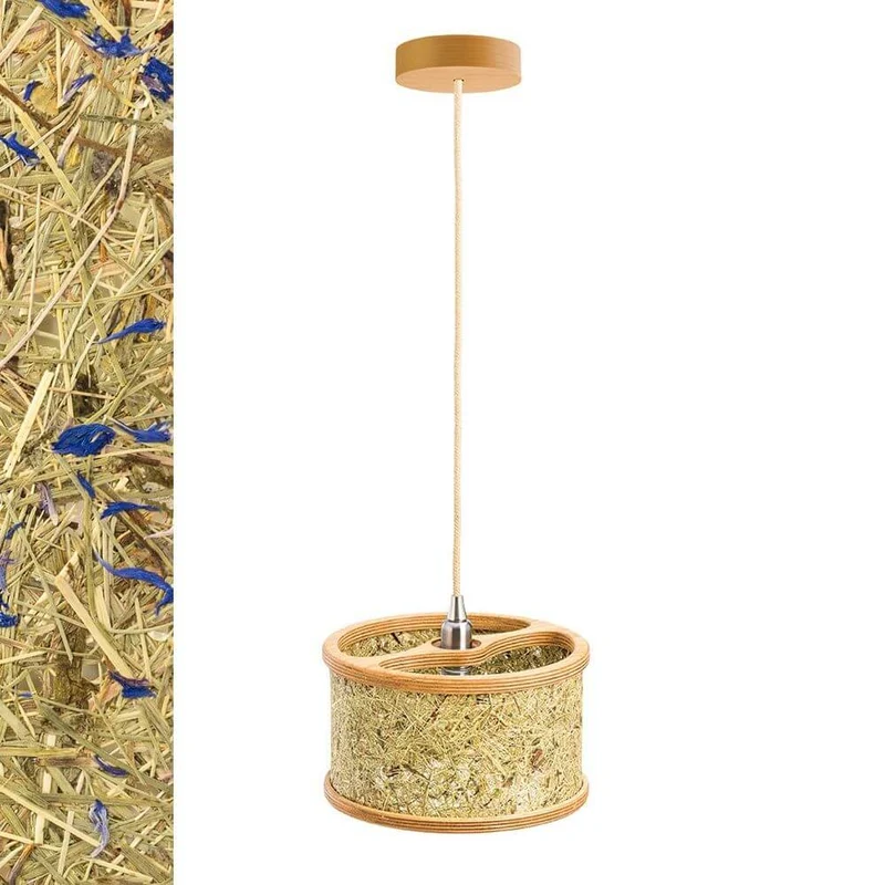 Holz Hängeleuchte mit Heuschirm