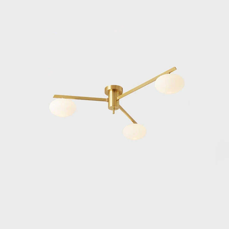 Plafondlamp met Ovale Glasbolletjes en Slanke Armen – Modern Laagprofieldesign voor Lage Plafonds in Zwart of Messing – G9 Fitting – 3-Kops, 5-Kops en 6-Kops Configuratie | Sansoti