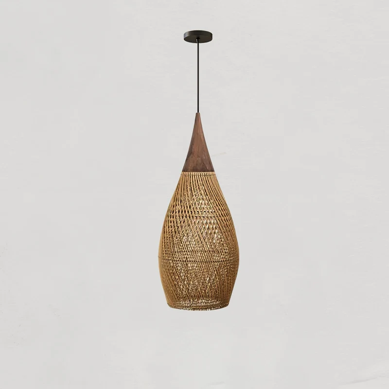 Handgevlochten Rotan Hanglamp – Javaanse Vlechtkunst in 4 Vormen & 3 Maten – Naturel of Zwart Rotan – E26/E27 Fitting – Scandinavisch Woonlicht | Sansoti