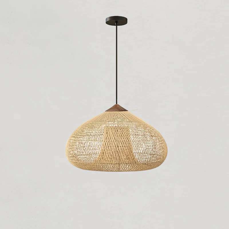 Handgevlochten Rotan Hanglamp – Javaanse Vlechtkunst in 4 Vormen & 3 Maten – Naturel of Zwart Rotan – E26/E27 Fitting – Scandinavisch Woonlicht | Sansoti