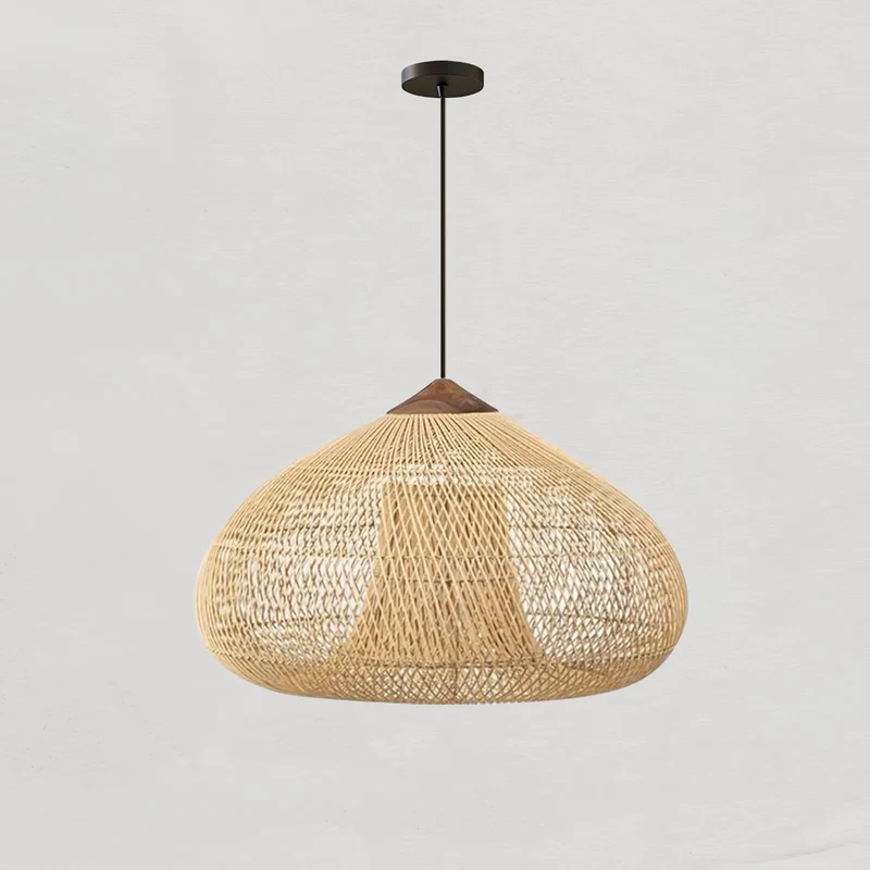 Handgevlochten Rotan Hanglamp – Javaanse Vlechtkunst in 4 Vormen & 3 Maten – Naturel of Zwart Rotan – E26/E27 Fitting – Scandinavisch Woonlicht | Sansoti