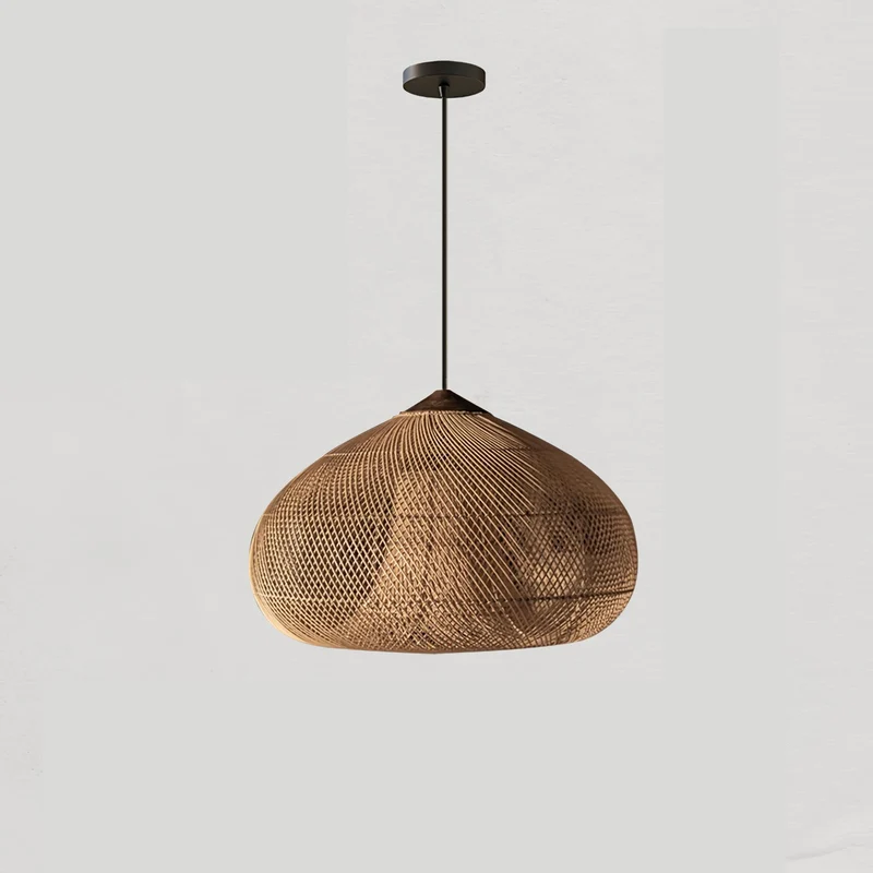 Handgevlochten Rotan Hanglamp – Javaanse Vlechtkunst in 4 Vormen & 3 Maten – Naturel of Zwart Rotan – E26/E27 Fitting – Scandinavisch Woonlicht | Sansoti