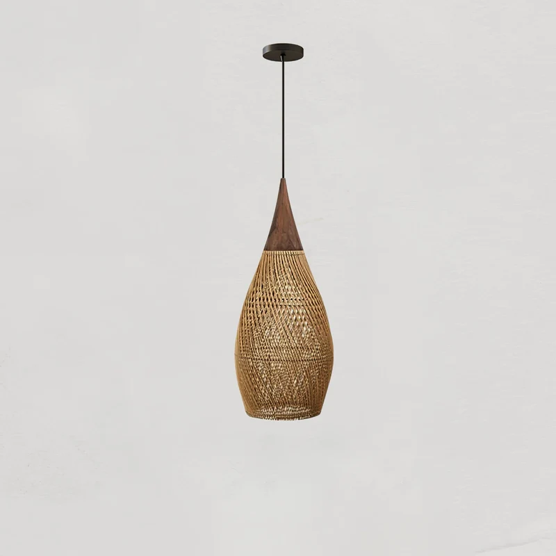 Handgevlochten Rotan Hanglamp – Javaanse Vlechtkunst in 4 Vormen & 3 Maten – Naturel of Zwart Rotan – E26/E27 Fitting – Scandinavisch Woonlicht | Sansoti