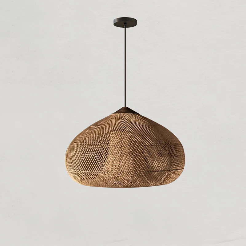 Handgevlochten Rotan Hanglamp – Javaanse Vlechtkunst in 4 Vormen & 3 Maten – Naturel of Zwart Rotan – E26/E27 Fitting – Scandinavisch Woonlicht | Sansoti