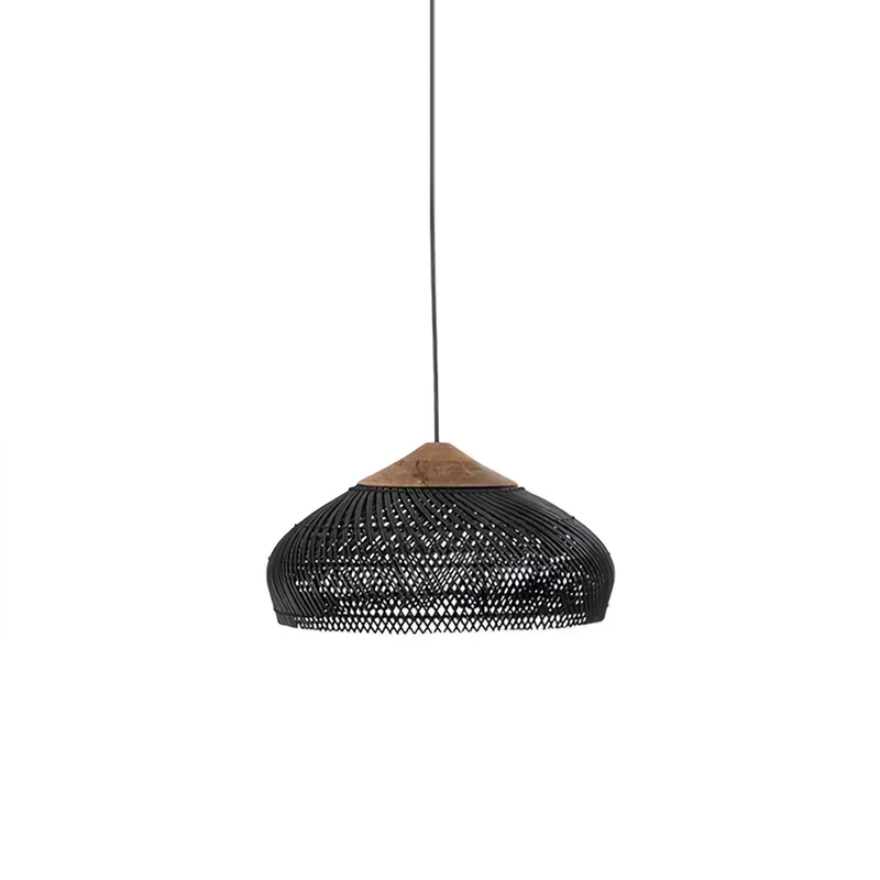 Handgevlochten Rotan Hanglamp – Javaanse Vlechtkunst in 4 Vormen & 3 Maten – Naturel of Zwart Rotan – E26/E27 Fitting – Scandinavisch Woonlicht | Sansoti
